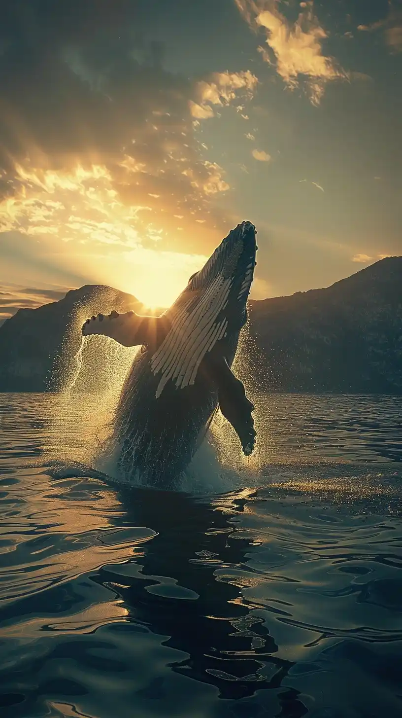 Whale Jumping in Frame Midjourney提示词