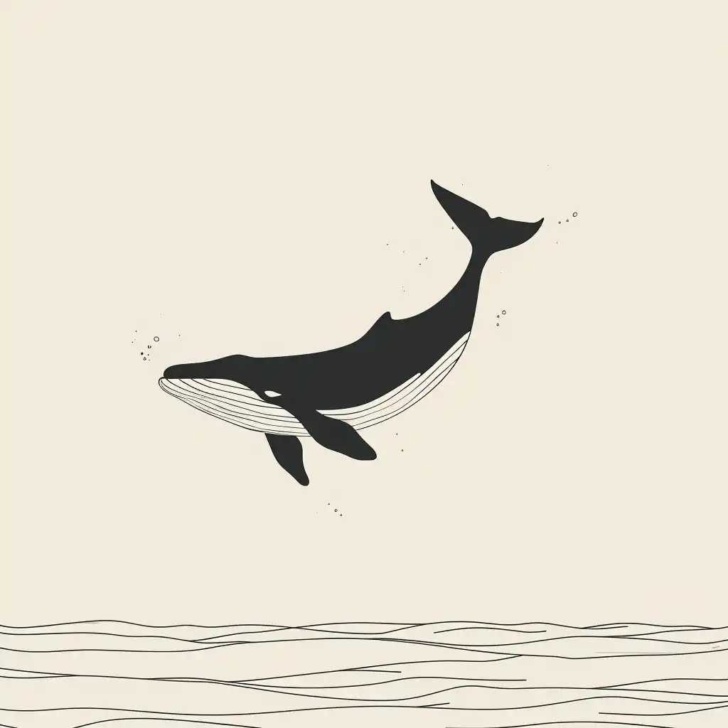 Minimalist Whale Dive Midjourney提示词