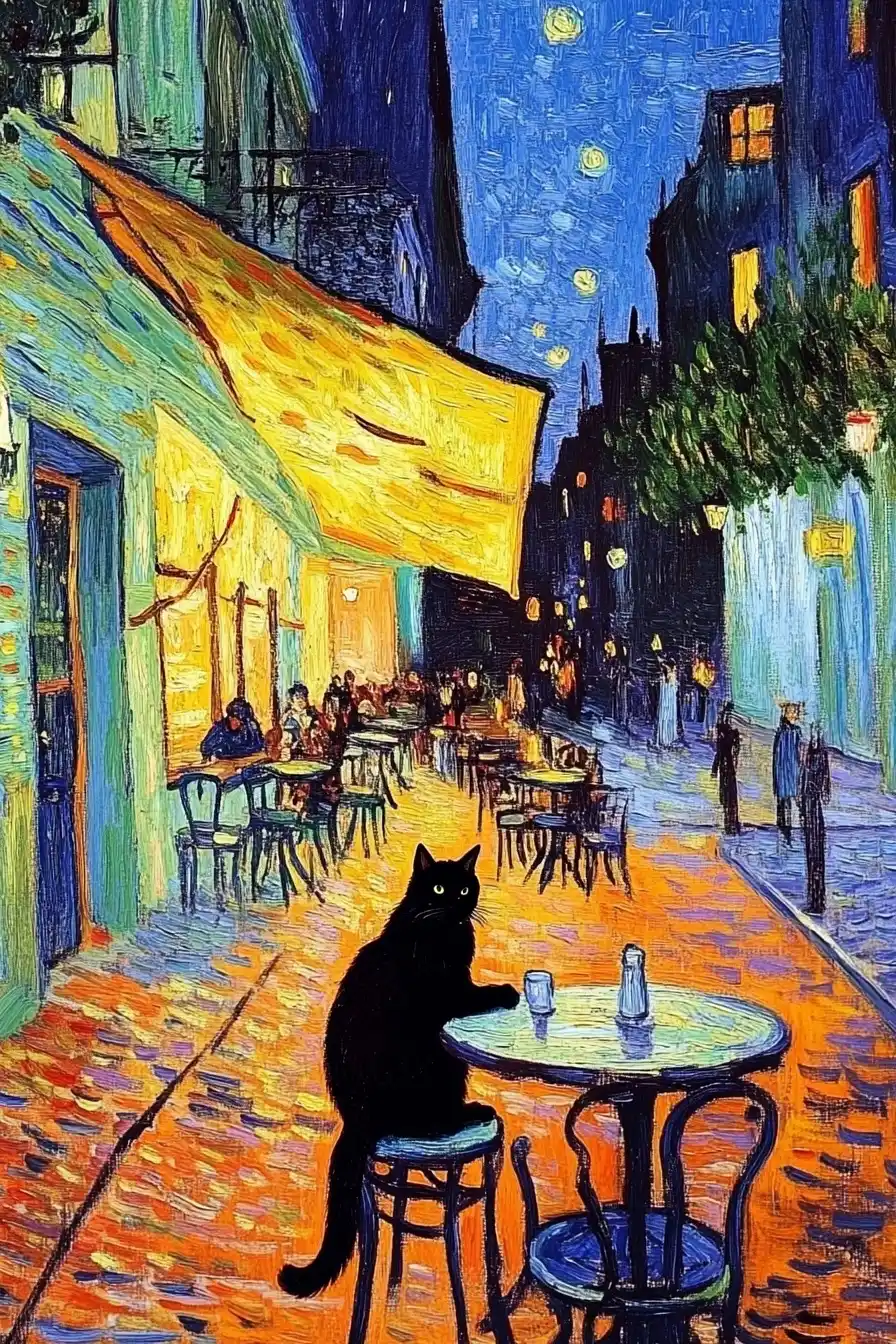 Persian Cat in Impressionist Caf Midjourney 提示词生成效果