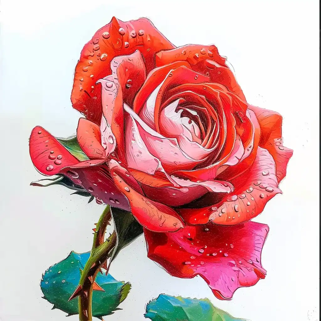 Vibrant Rose in Oil Pastels Midjourney提示词