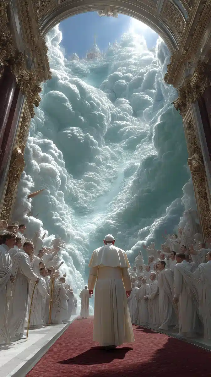 Surreal Pope Francis Ascending Midjourney提示词