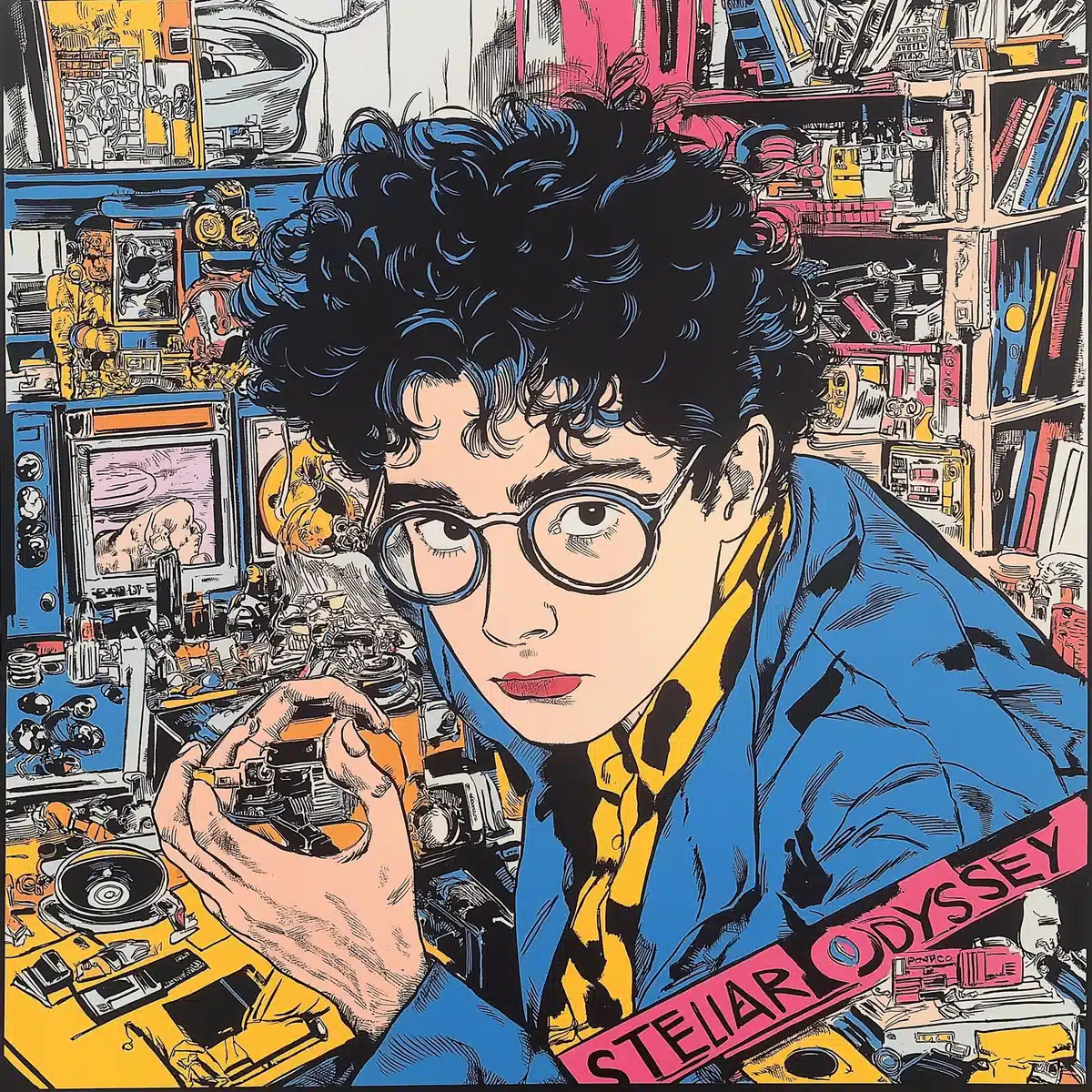 Retro-Futuristic Nerd Lab Midjourney提示词