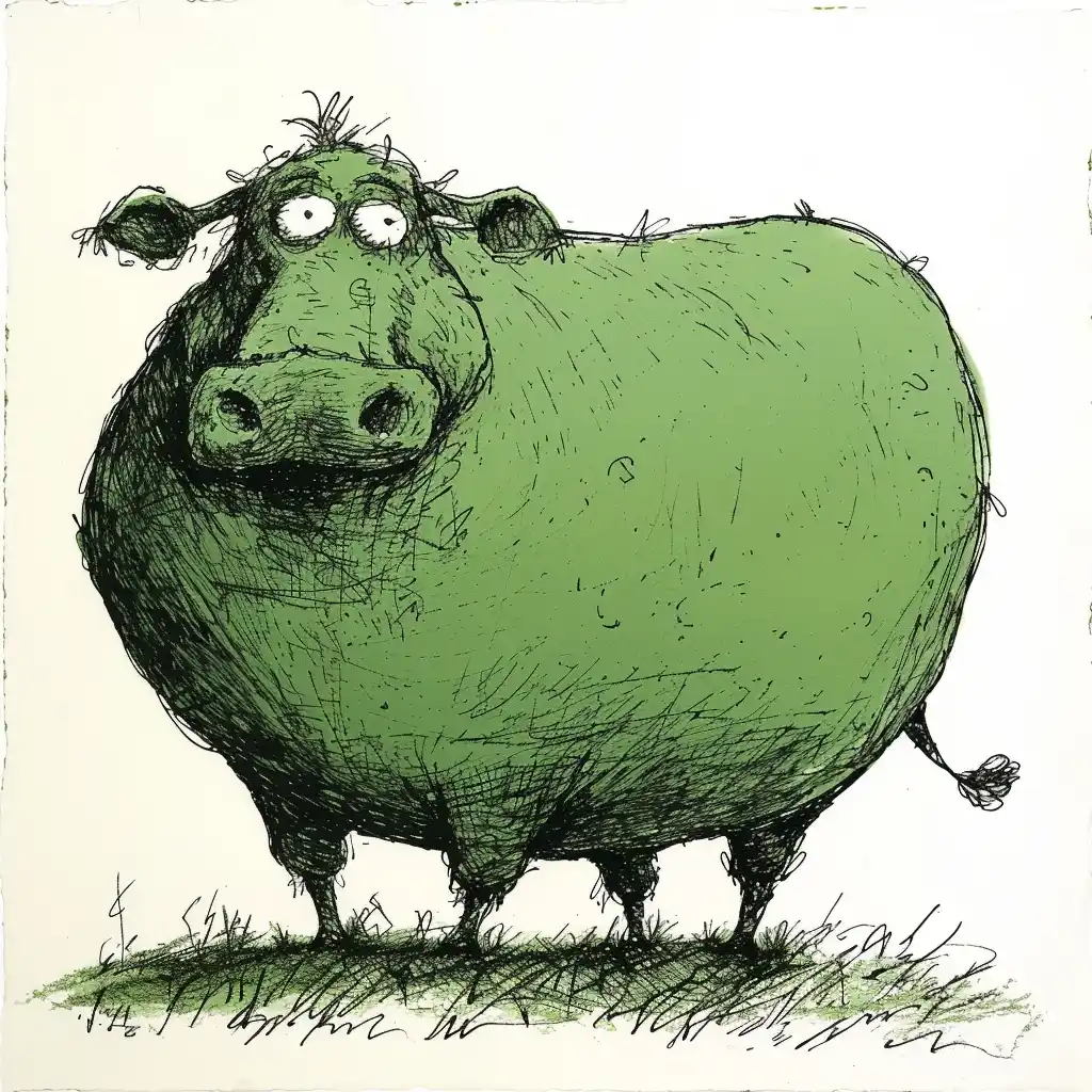 Playful Cow in Comic Style Midjourney提示词