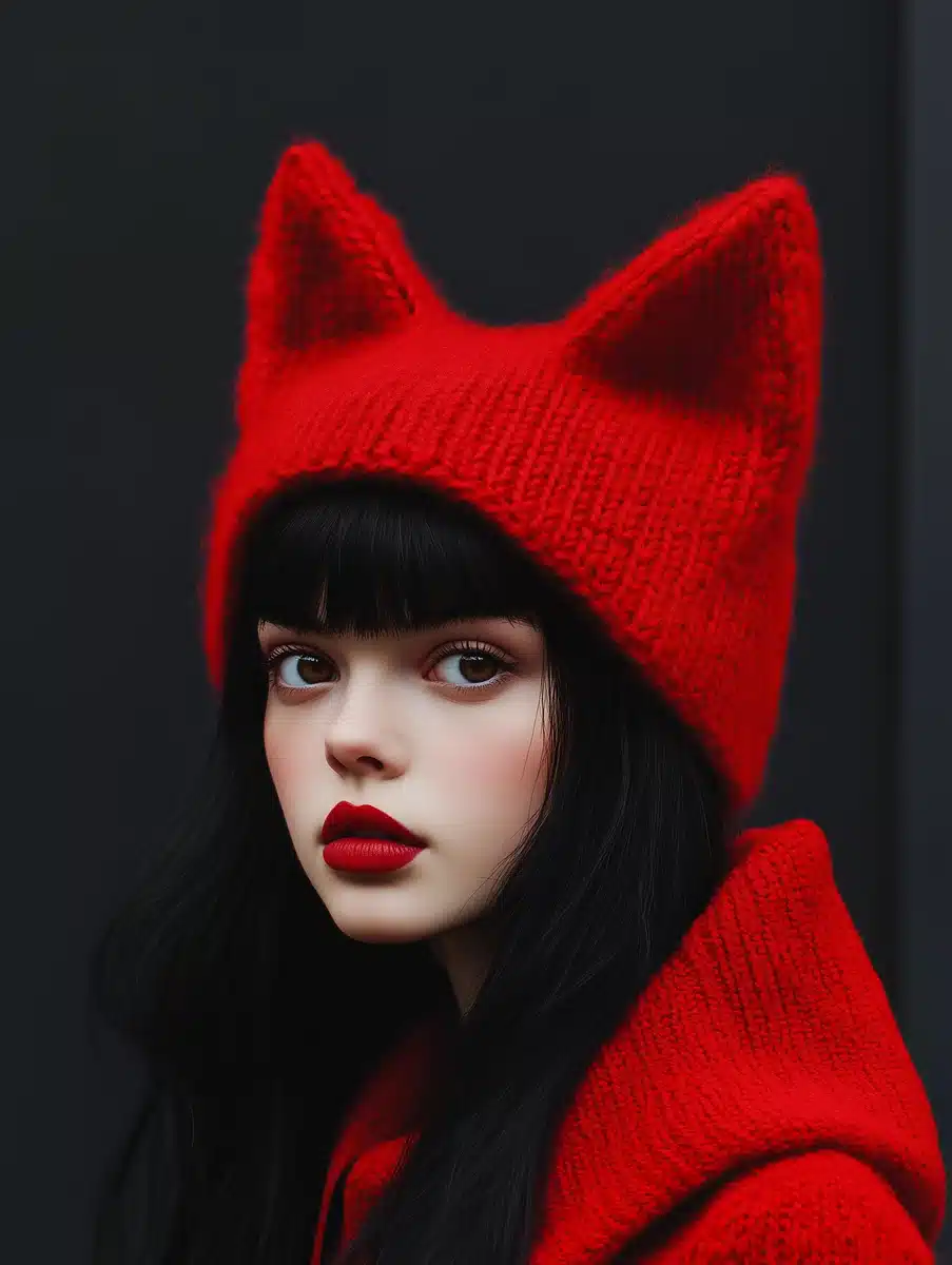 High Fashion Girl with Foxes Midjourney提示词