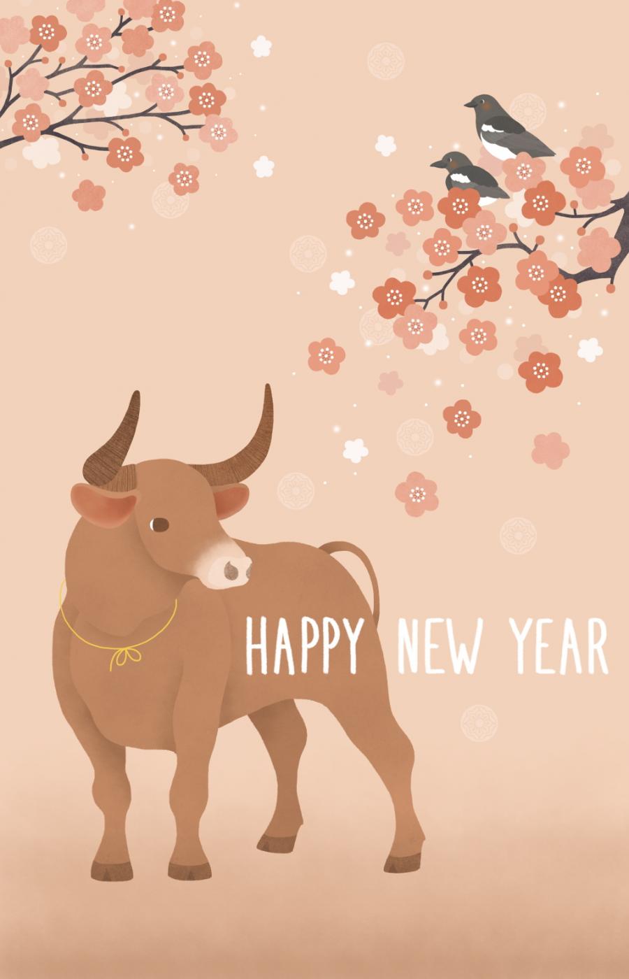14款2021年牛年快乐新春春节新年插画PSD素材