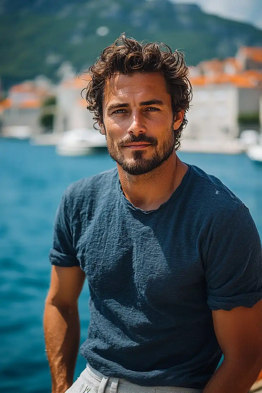 Yacht Portrait of Man Midjourney提示词