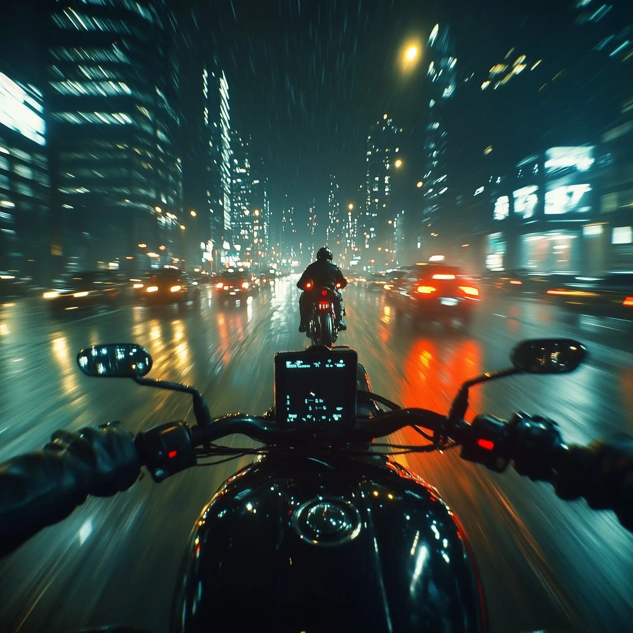 Cinematic Night Ride Midjourney提示词