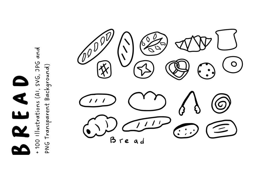 +100 Bread & Bakery Illustration