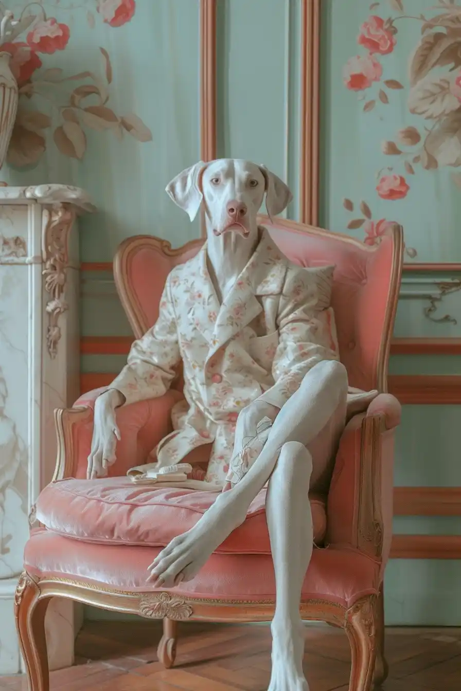 Hermes Weimaraner in Pastels Midjourney提示词