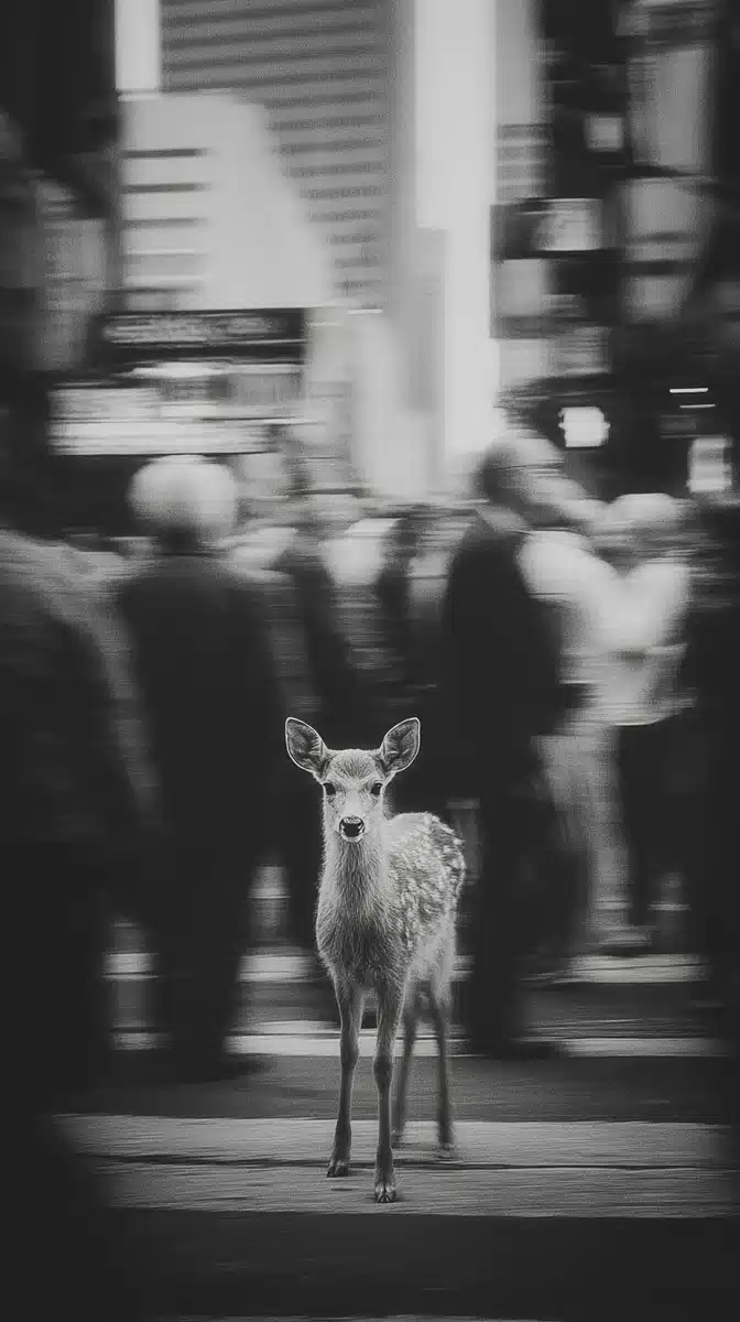 Fawn at Urban Intersection Midjourney提示词