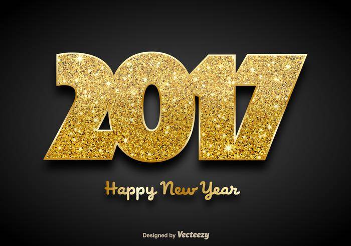 金2017年新年快乐背景 - 矢量