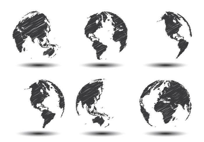 素描世界地图矢量