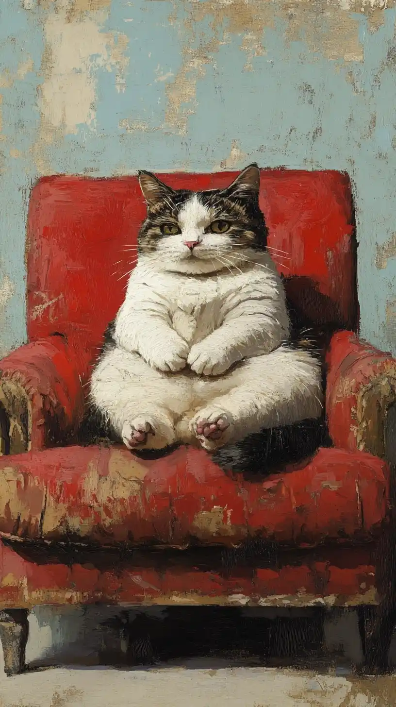 Fat Cat on Sofa Midjourney提示词