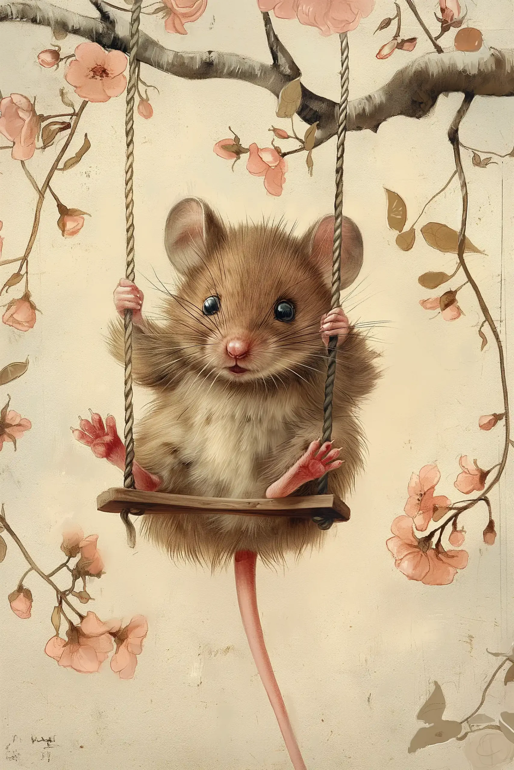 Vintage Mouse on Swing Midjourney 提示词生成效果