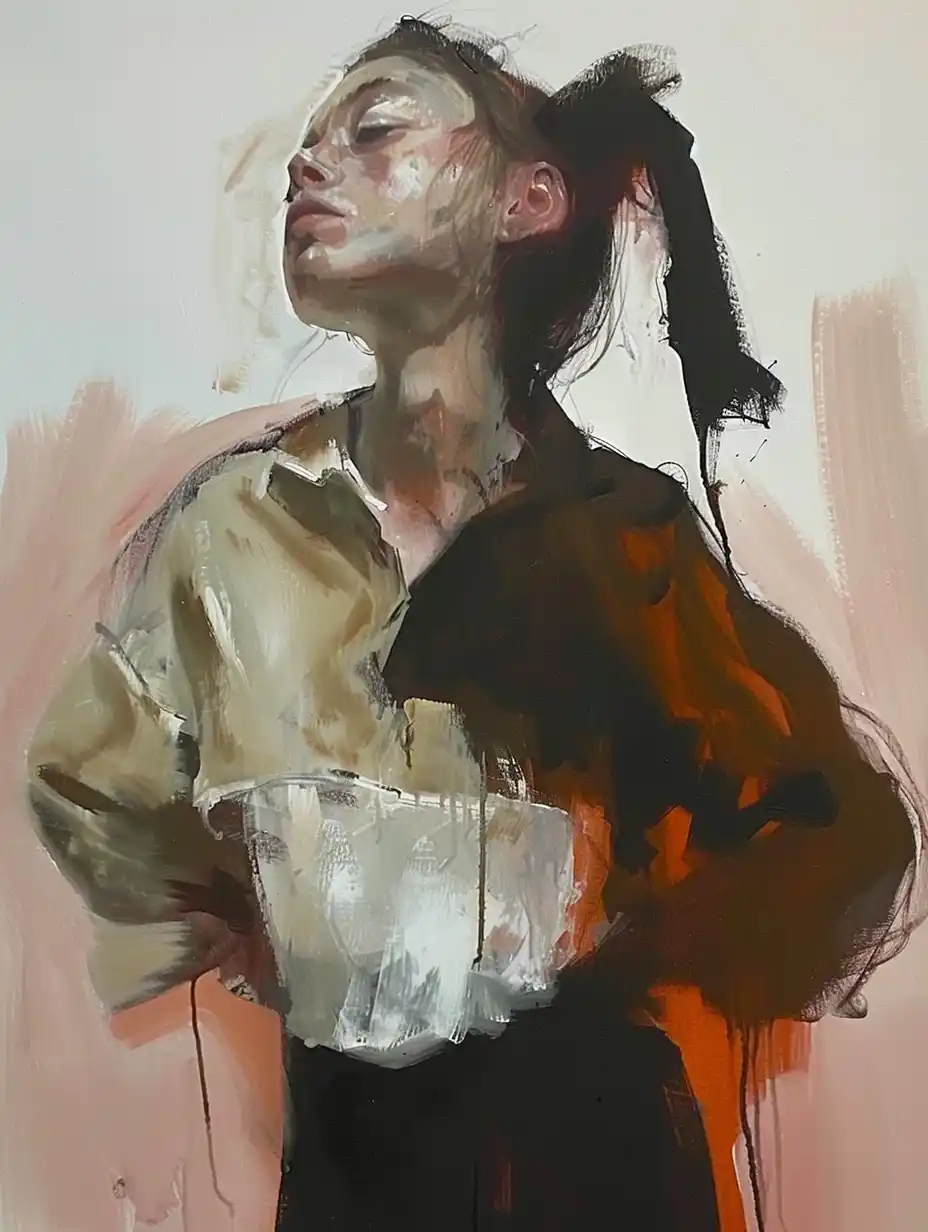 Abstract Ponytail Portrait Midjourney提示词