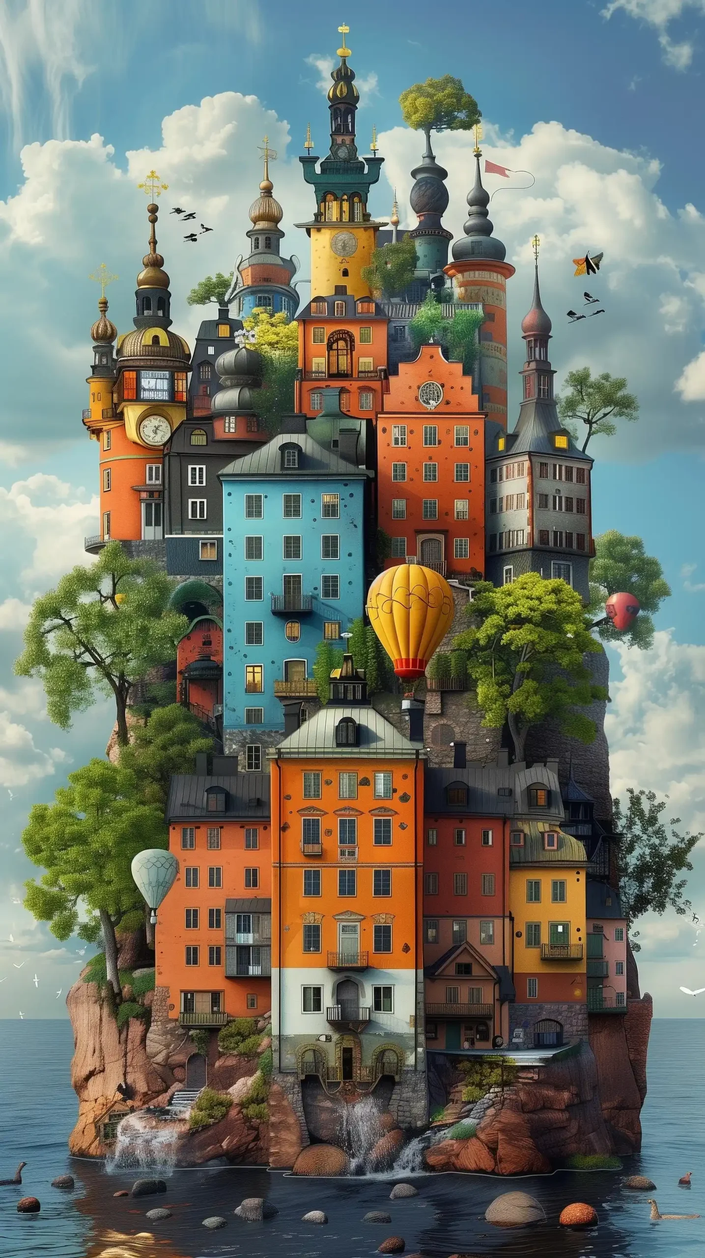 Organic Hundertwasser Cityscape Midjourney提示词
