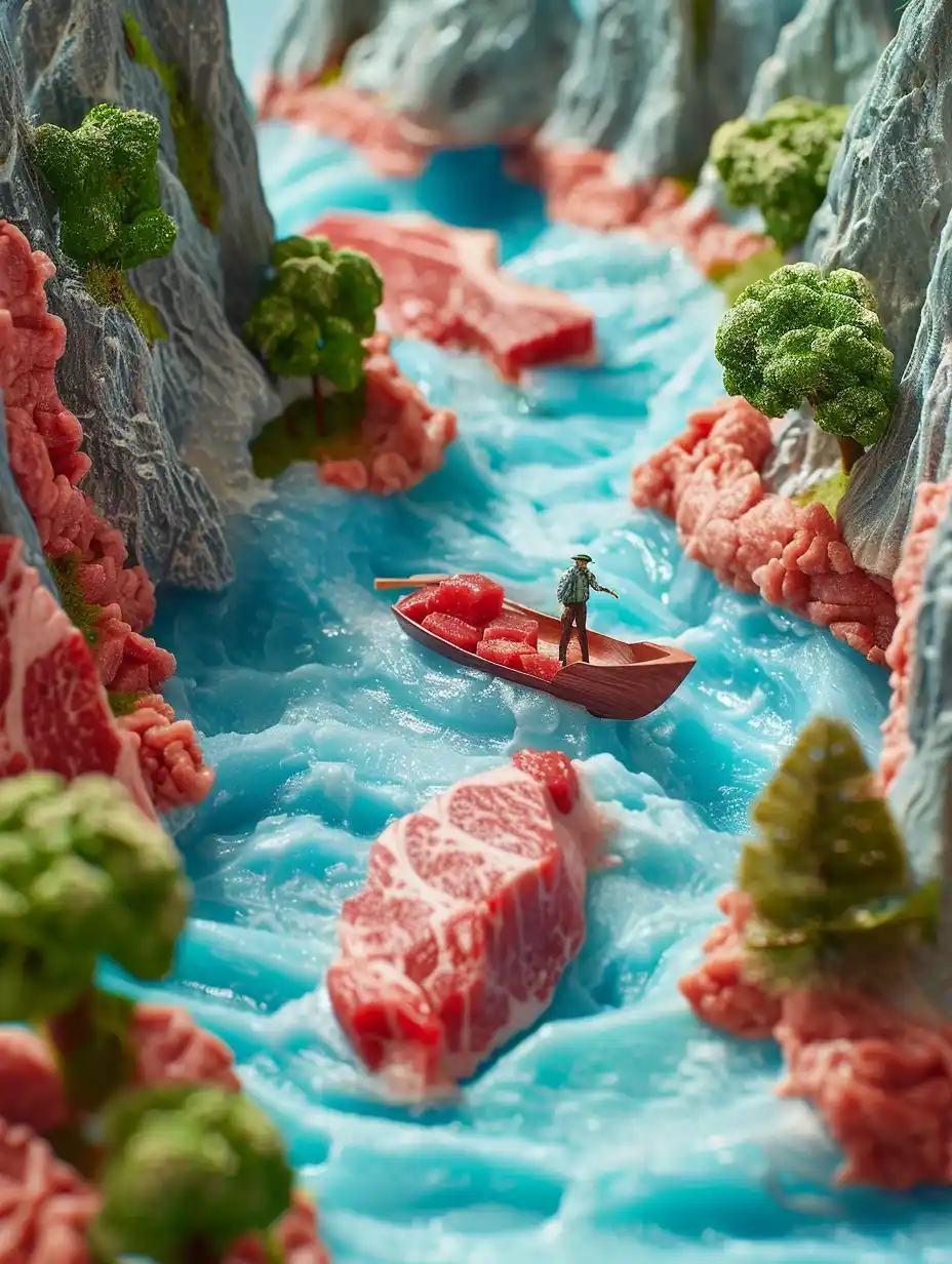 Pork River Landscape Advertisement Midjourney提示词