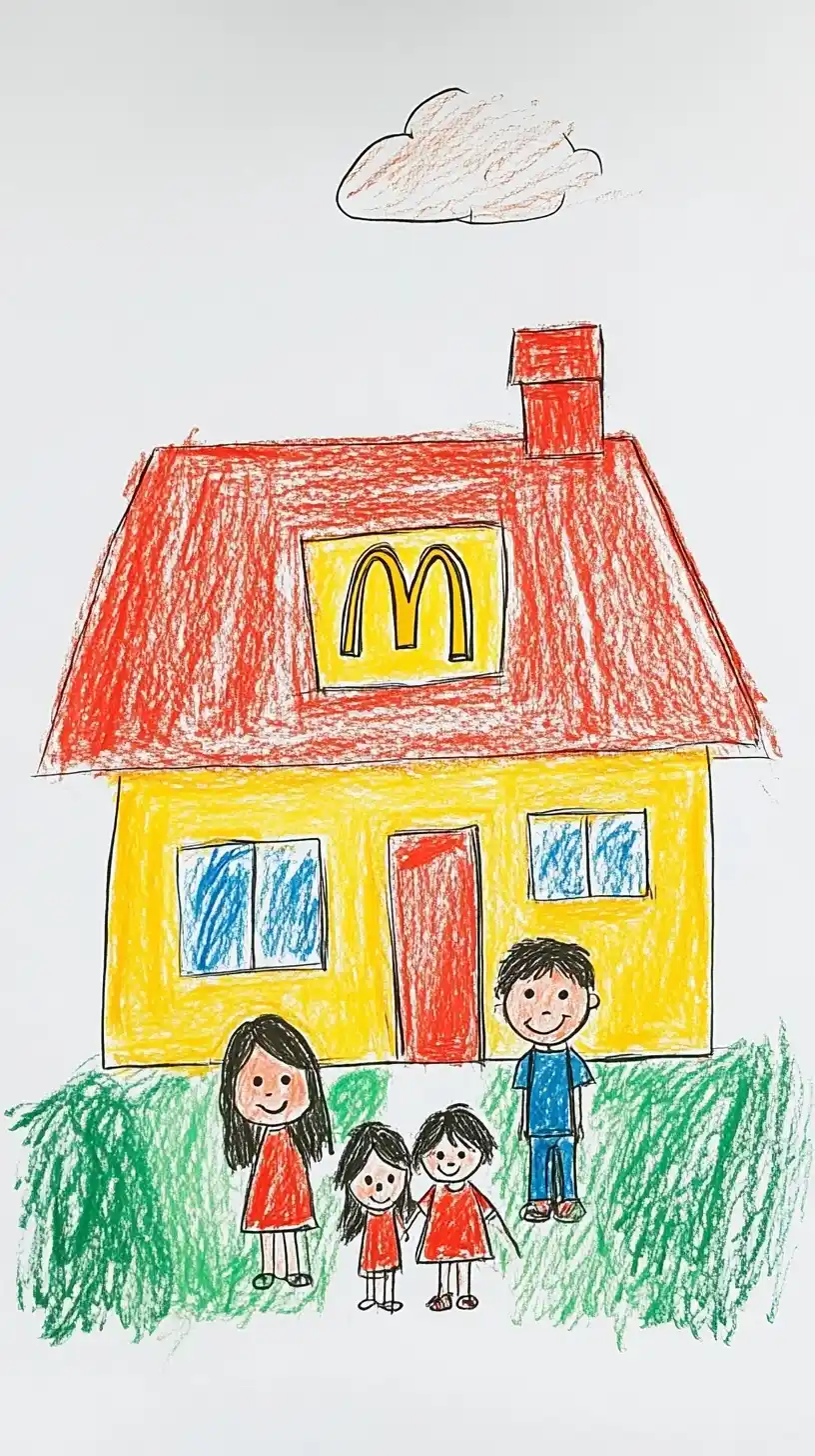 Childs Drawing Family House Midjourney提示词
