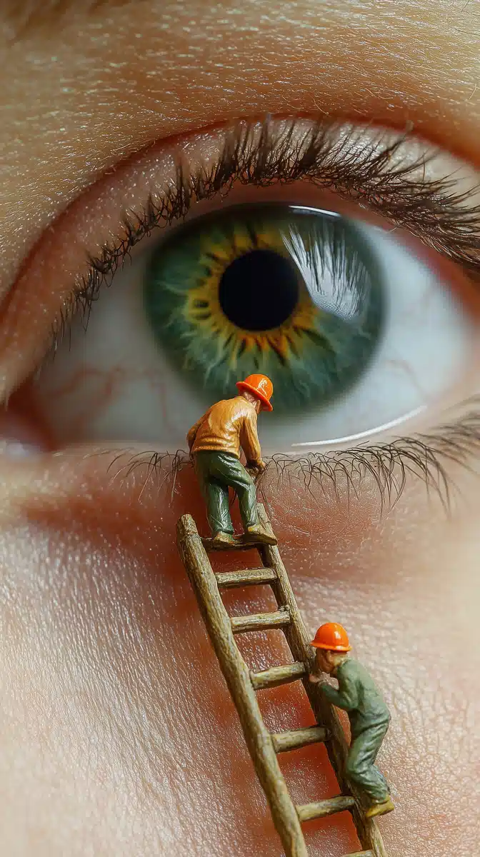 Macro Photography of Eyelash Workers Midjourney提示词
