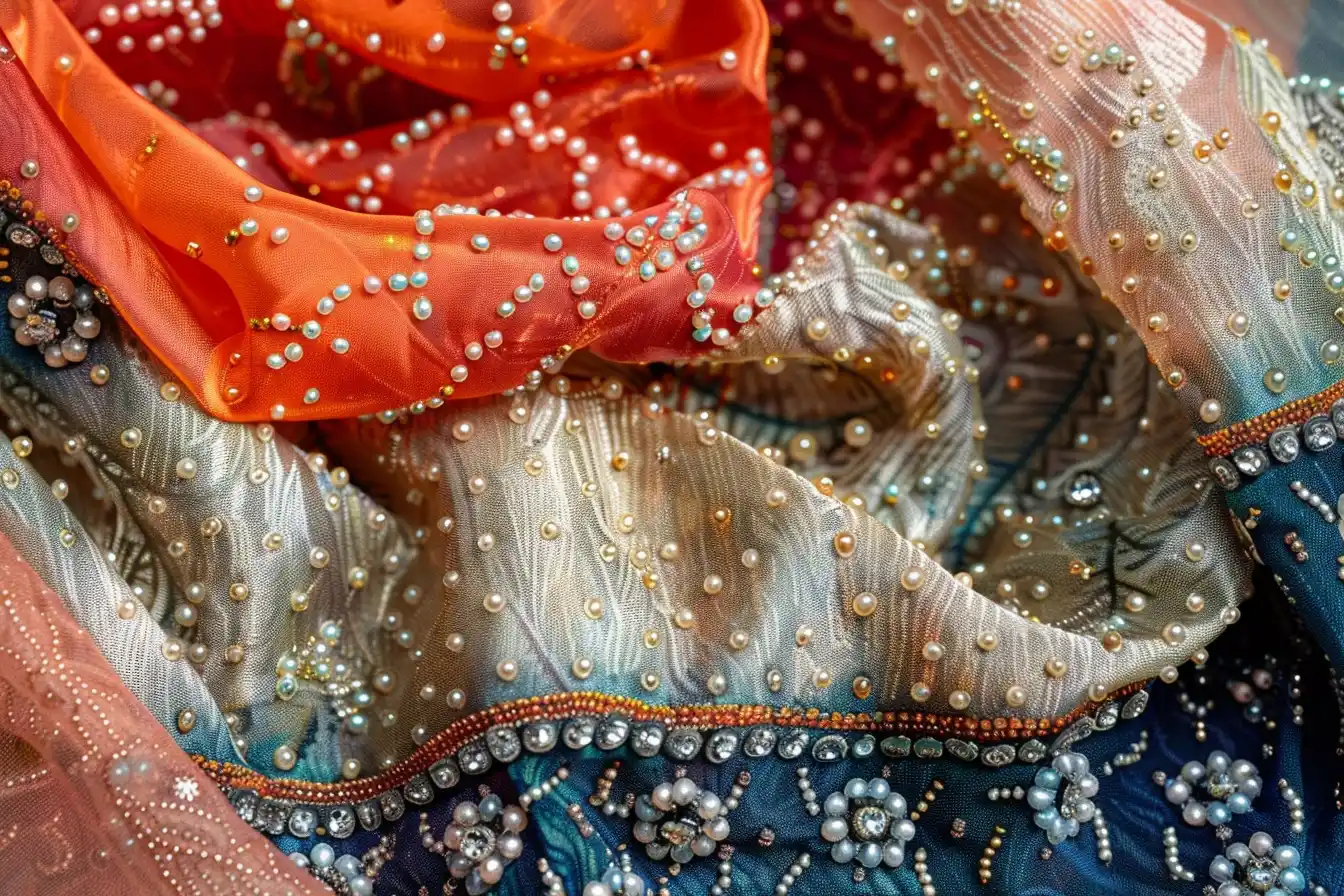 Beaded Fabric in Plain Color Midjourney提示词