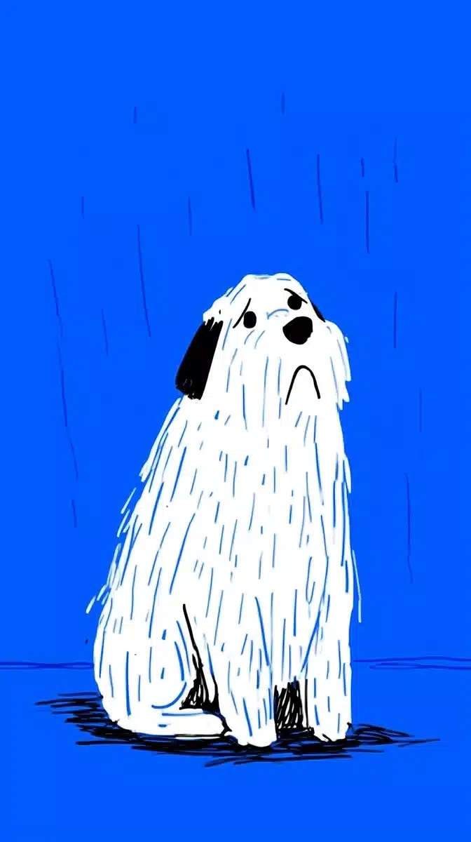 Minimalist Sad Puppy Illustration Midjourney提示词