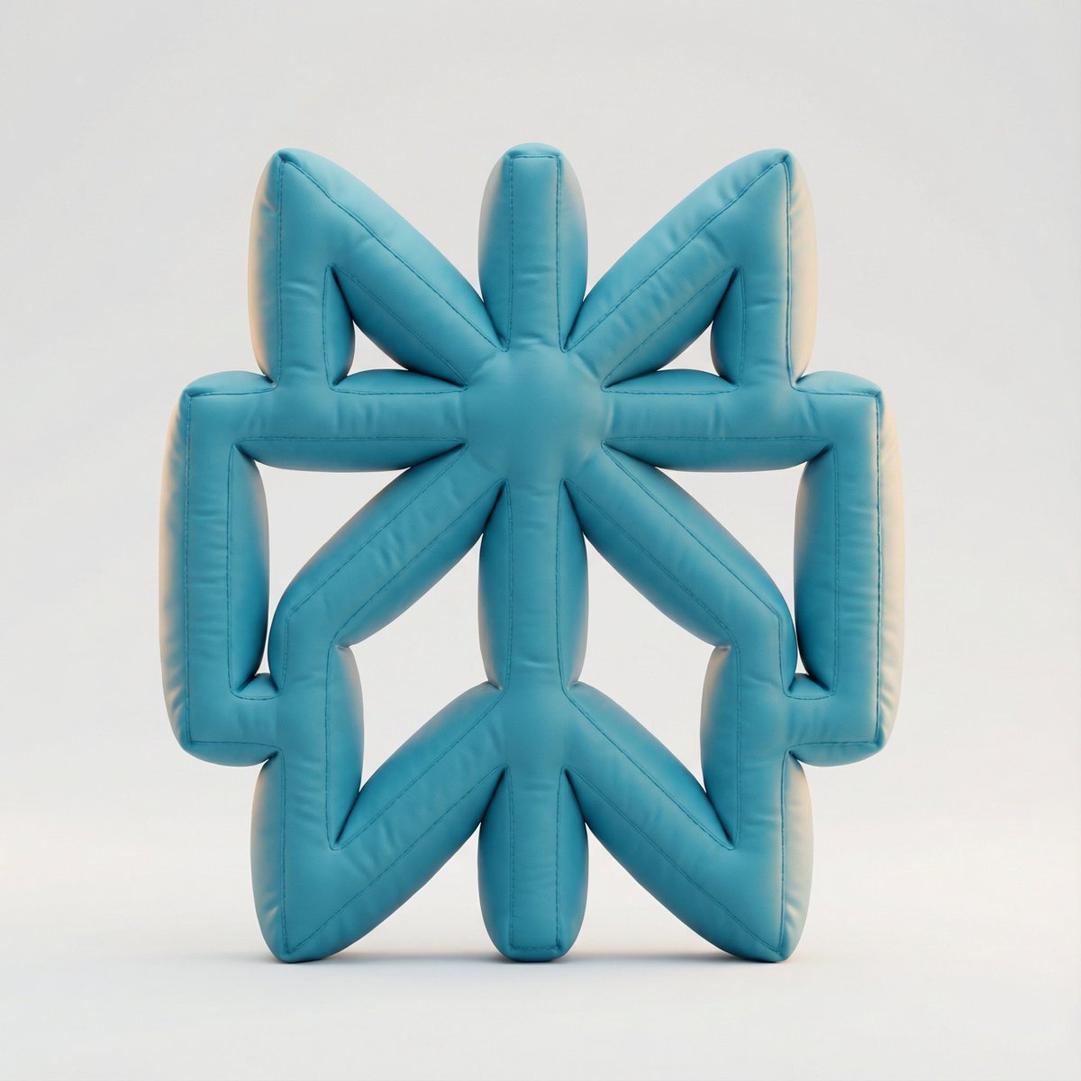 Minimalist Turquoise Puffy Object 3D Render Design Nano Banana提示词