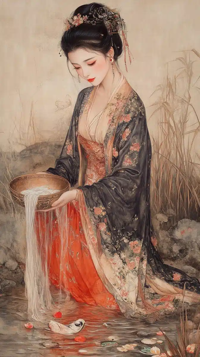 Gongbi Painting of Xishi Midjourney提示词