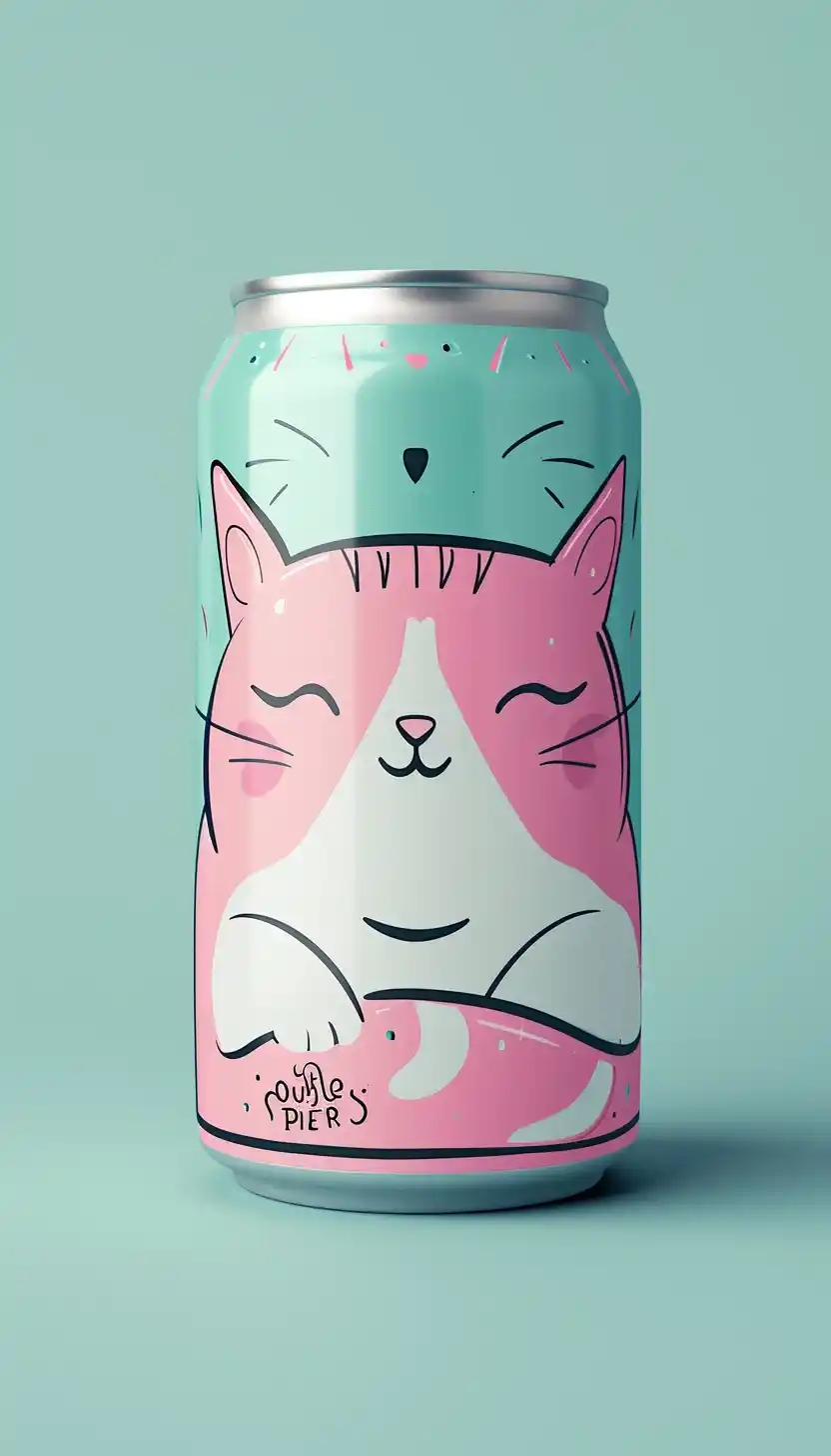 Pastel Cat Drink Midjourney提示词