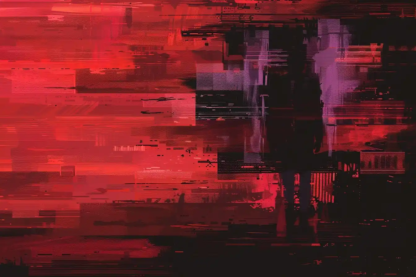 Cyberpunk Glitch Silhouette Midjourney提示词