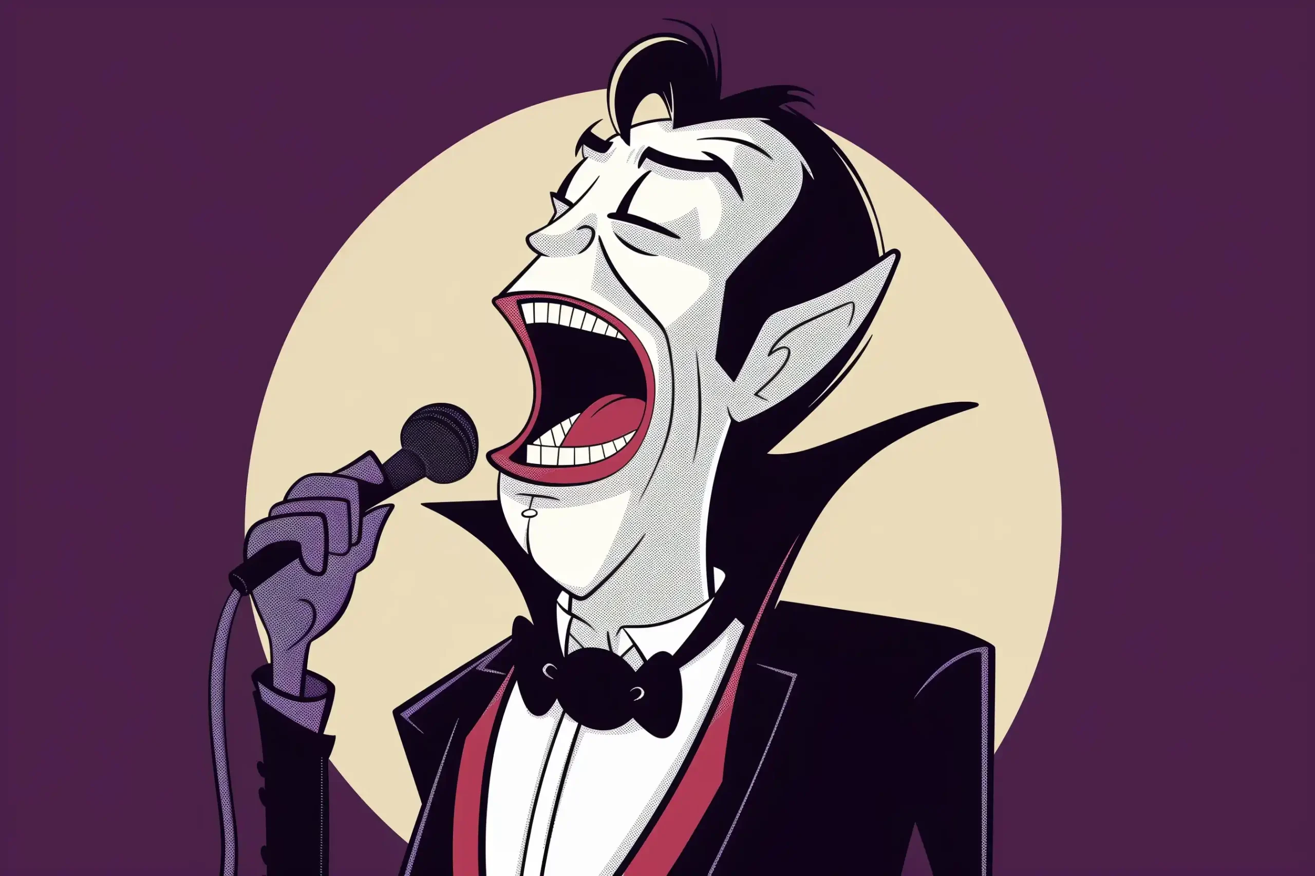 Cartoon Singing Vampire Midjourney提示词