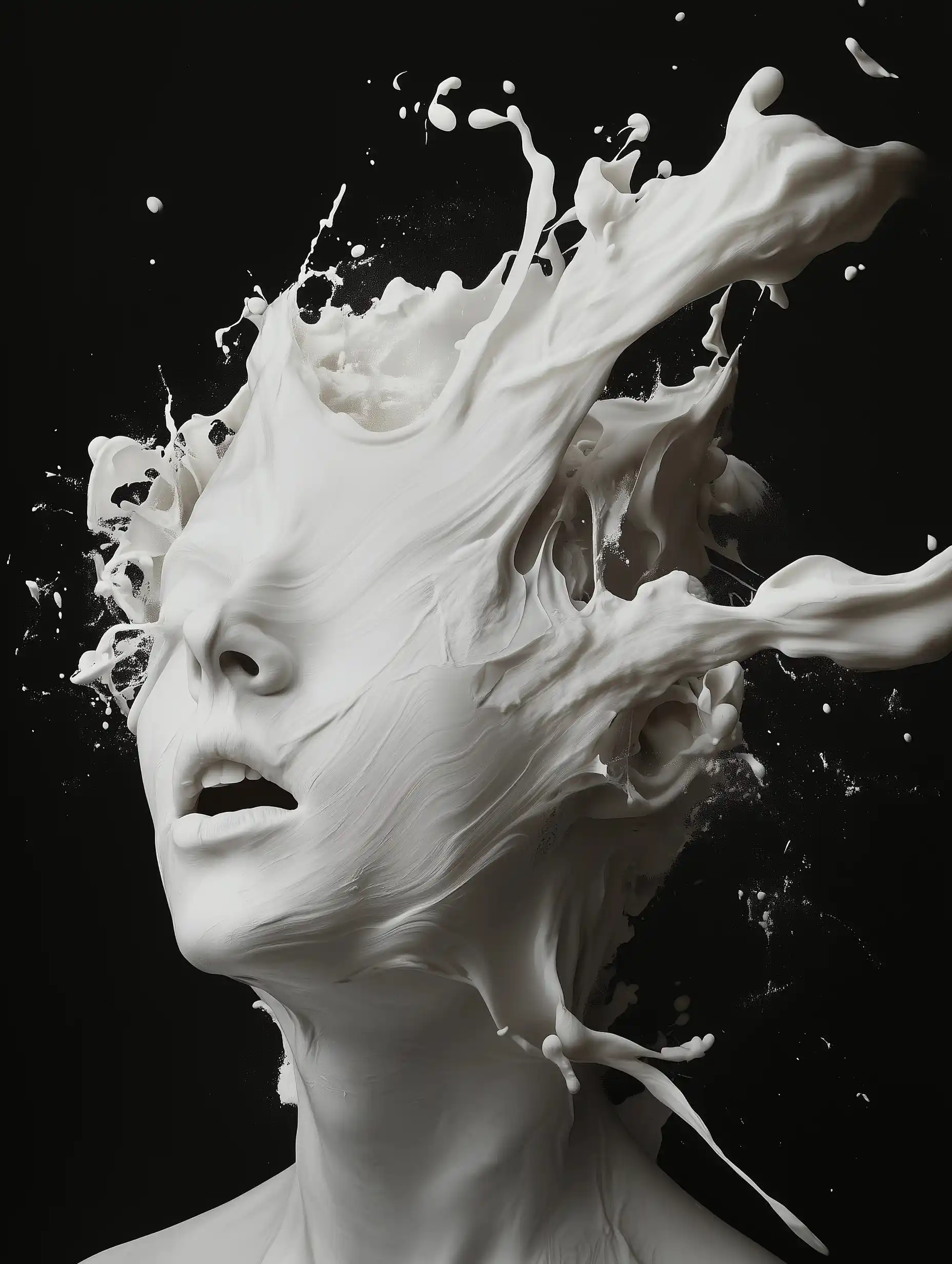 Surreal White Art Contrast Midjourney提示词
