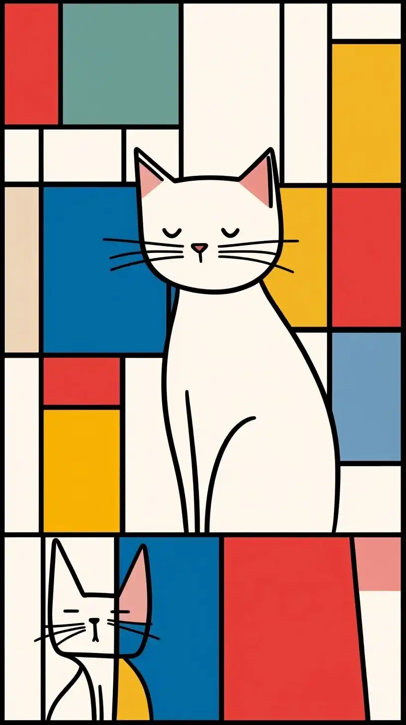 Cats in Mondrian Blocks Midjourney提示词
