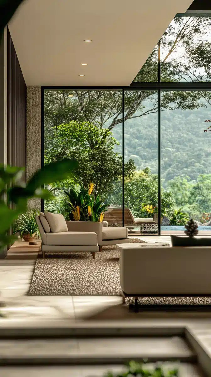 Hyper-Realistic Modern Living Room Midjourney提示词