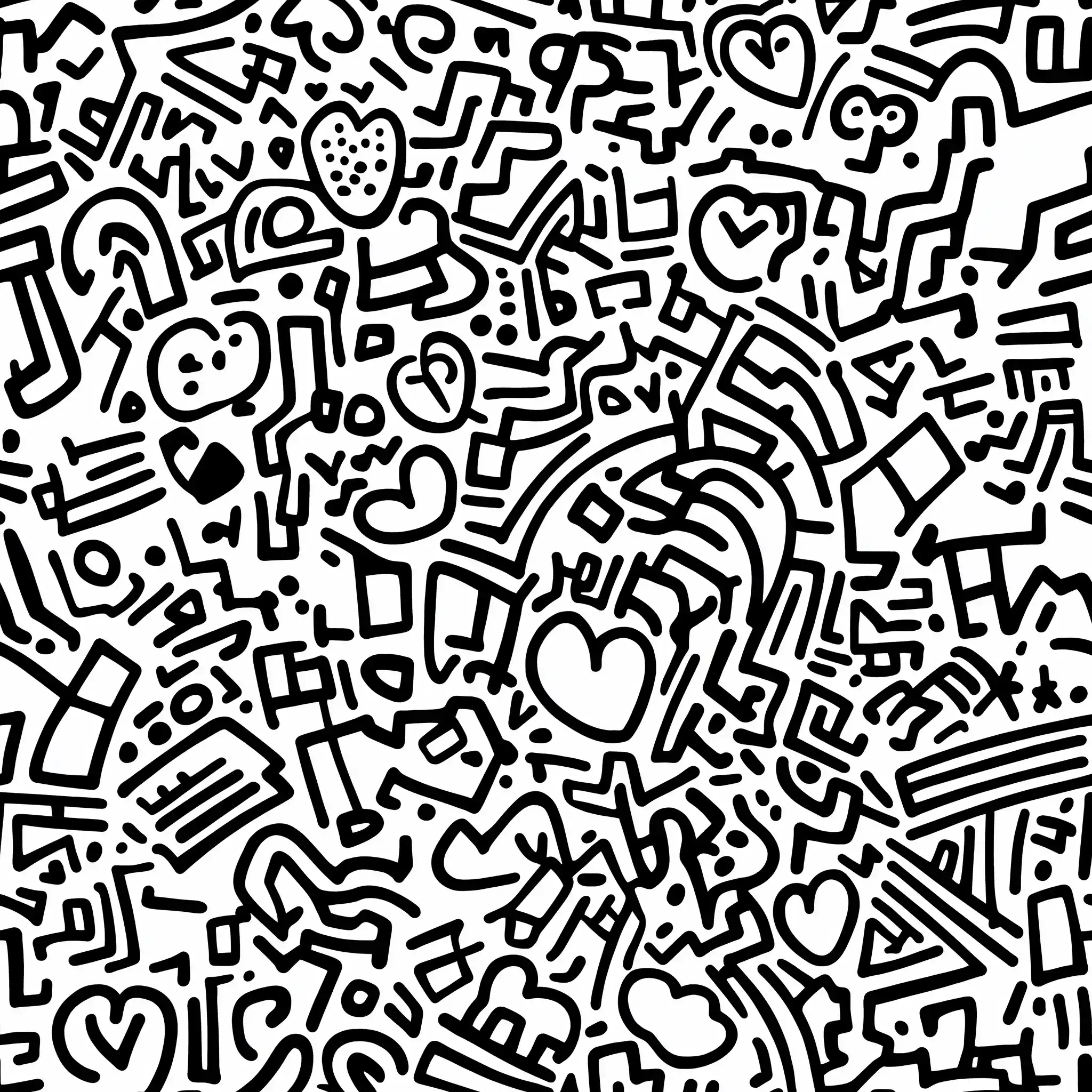 Doodle Geometric Shapes Haring Midjourney提示词