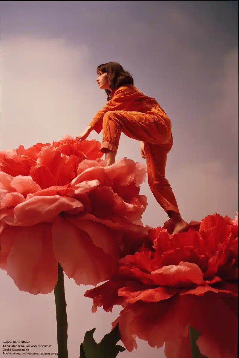 Retro Futuristic Floral Advertisement Midjourney提示词
