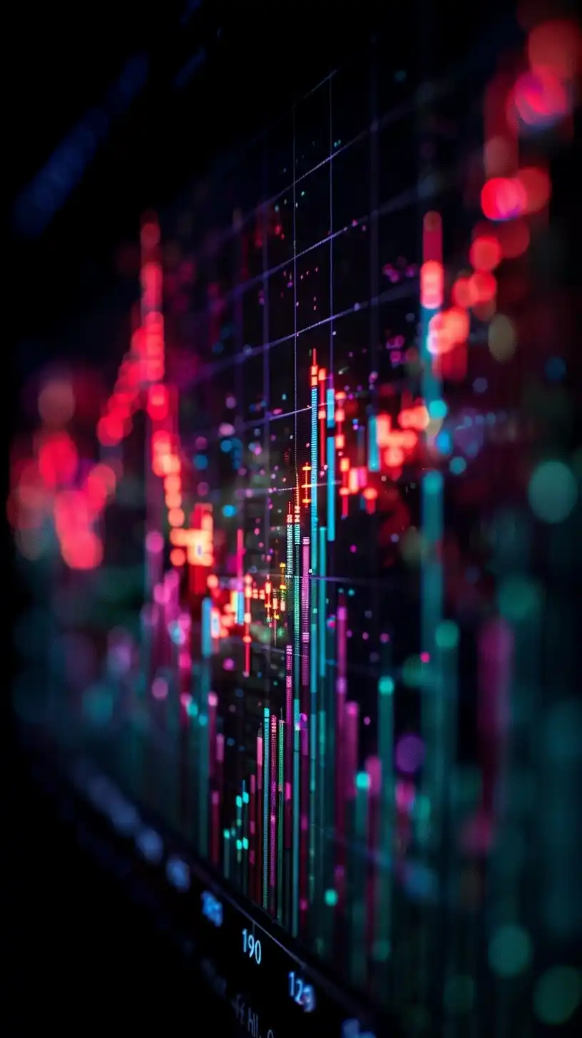 Neon Green Stock Graph Midjourney提示词
