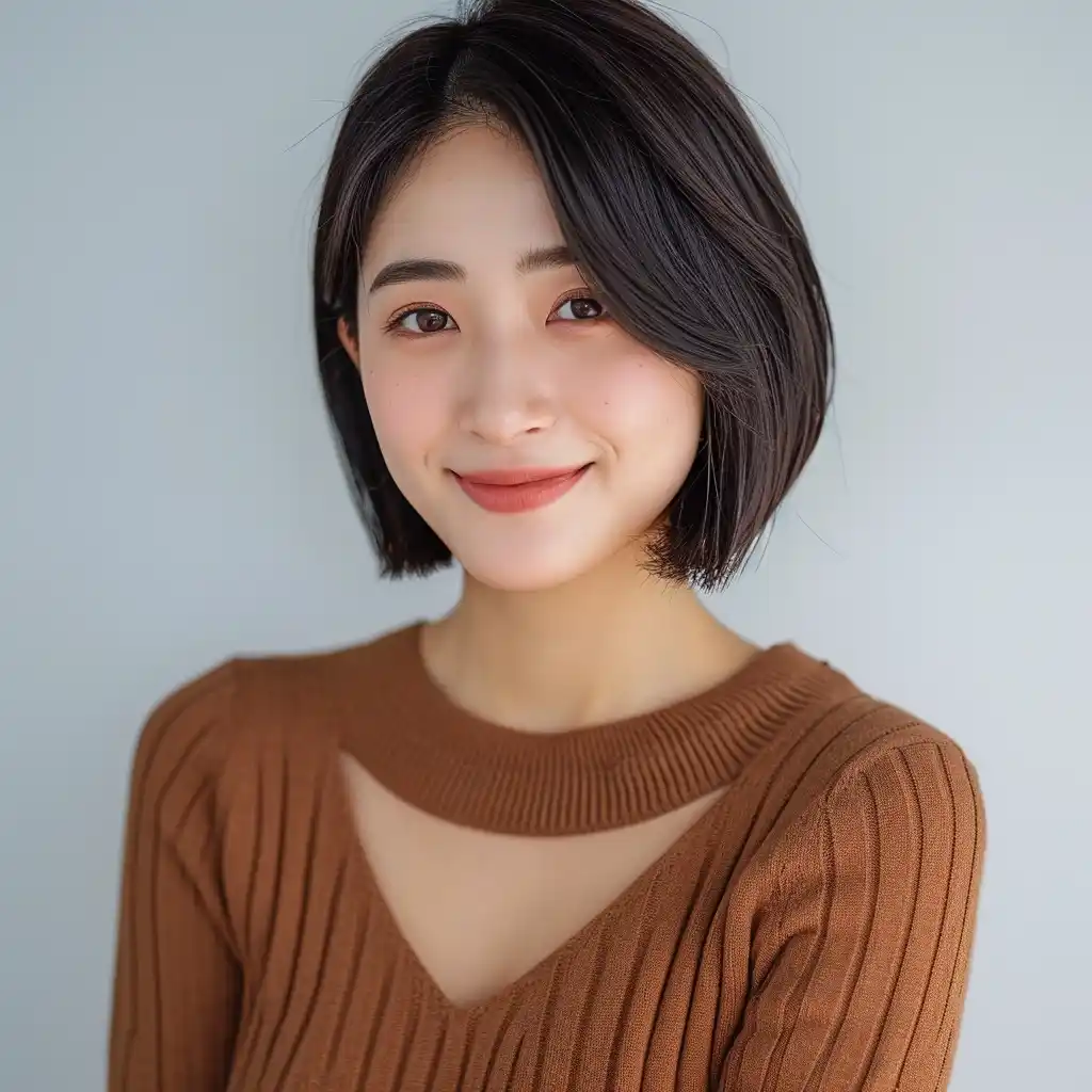Korean Woman Bob Cut Midjourney提示词