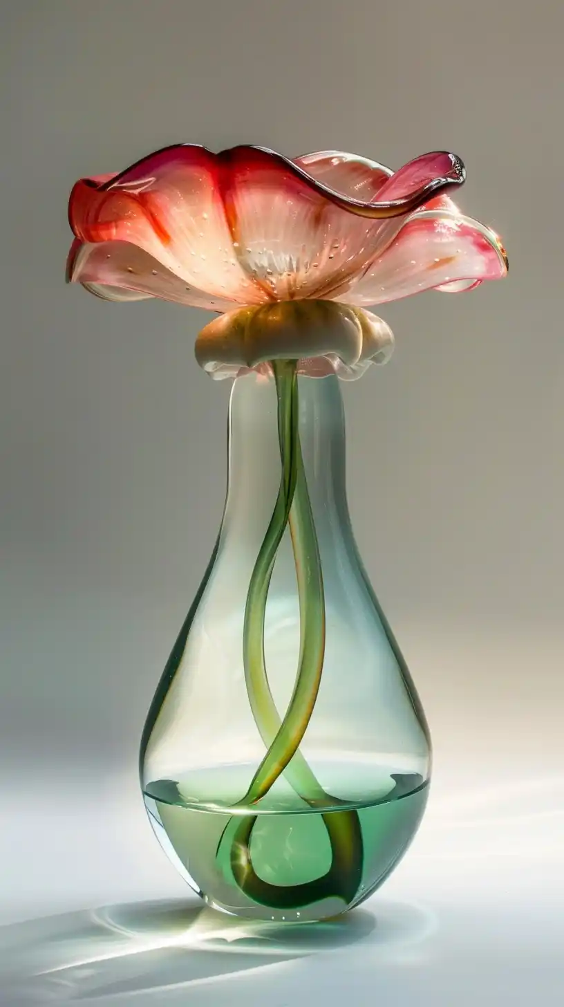 Translucent Glass Vase-Mushroom Midjourney提示词