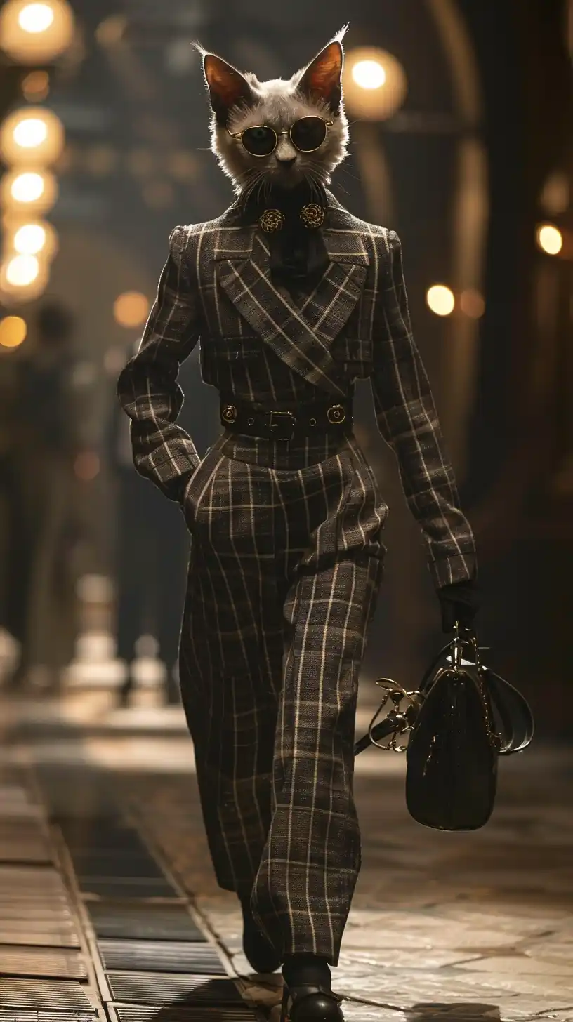 Fashion Cat Walk in Dior Midjourney 提示词生成效果