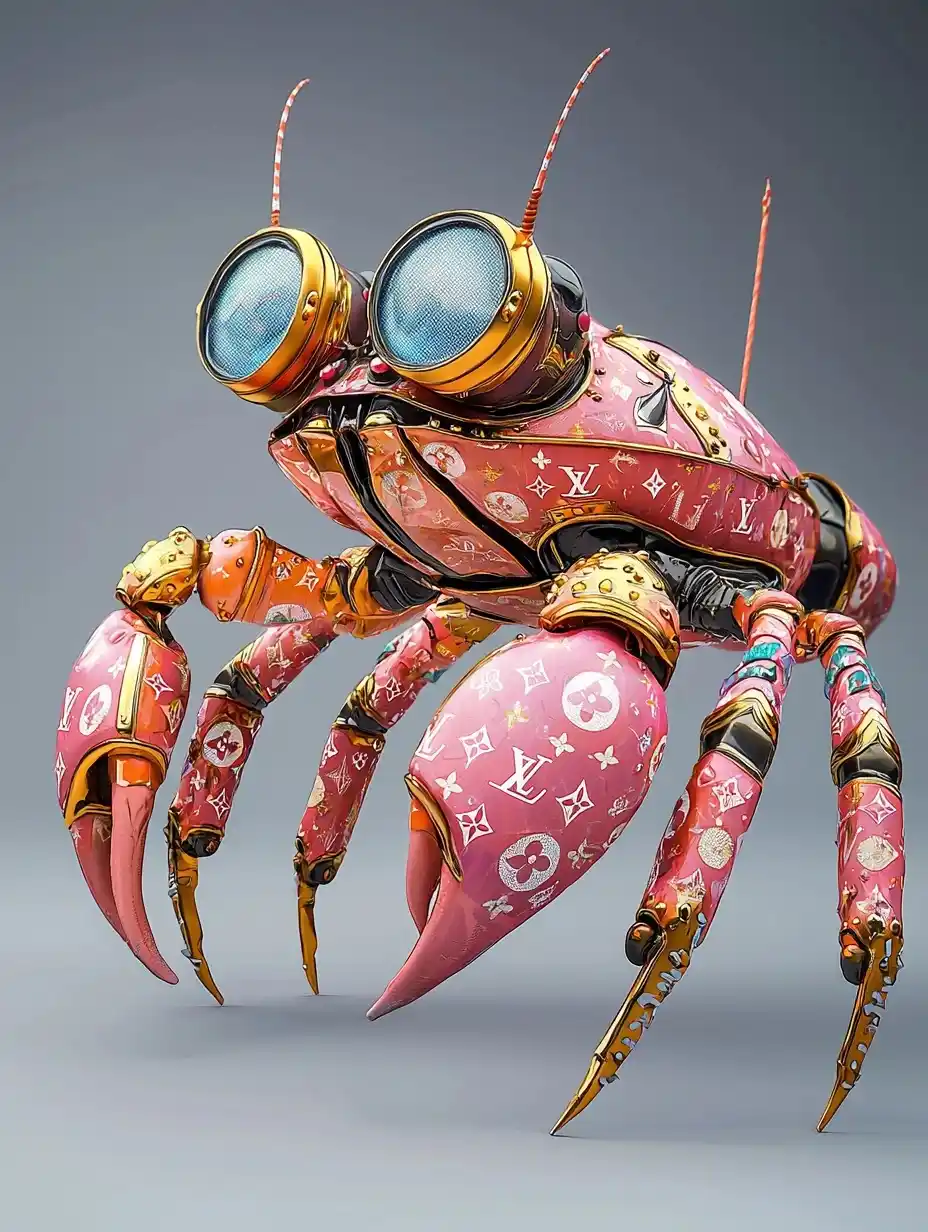 Luxury Robot Crab Illustration Midjourney提示词