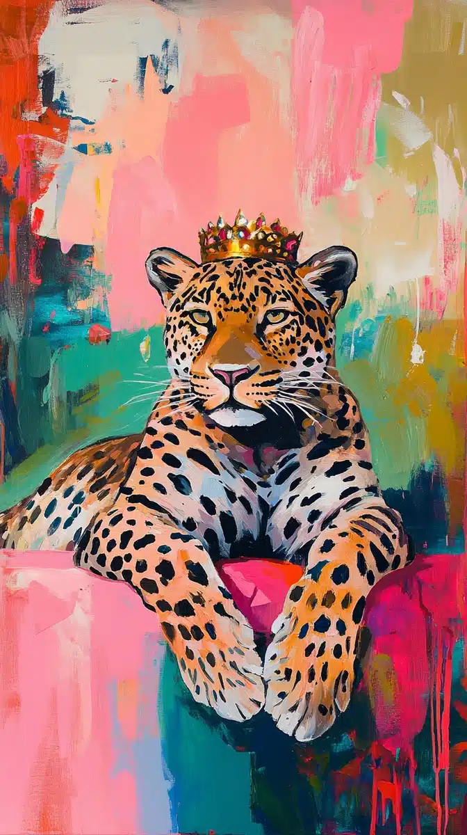 Regal Leopard in Basquiat Style Midjourney提示词