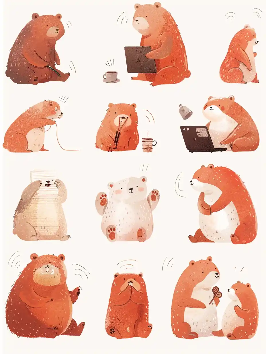 Pixel Bear Life Icons Midjourney 提示词生成效果