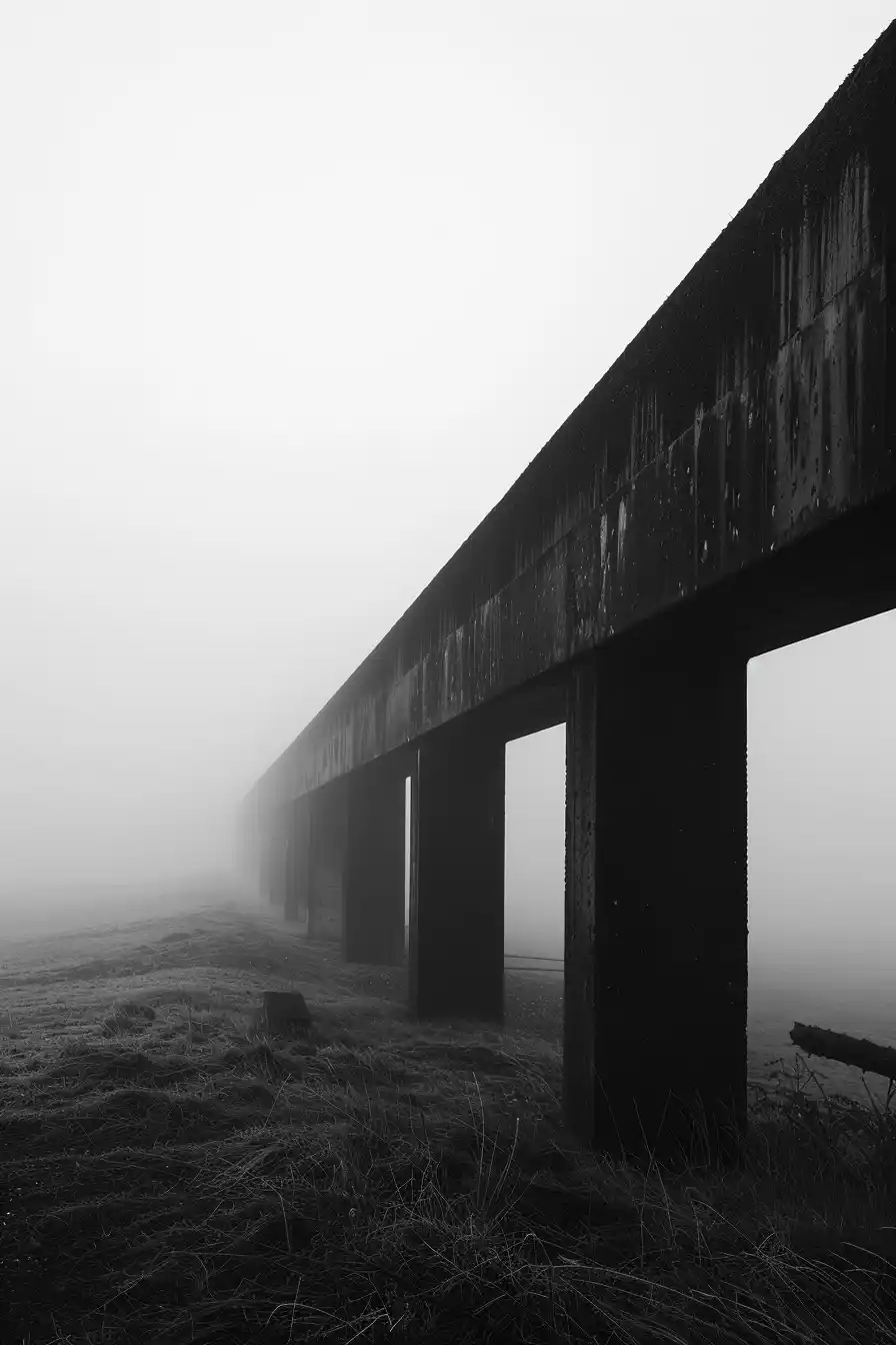 Foggy Megastructure Landscape Midjourney提示词