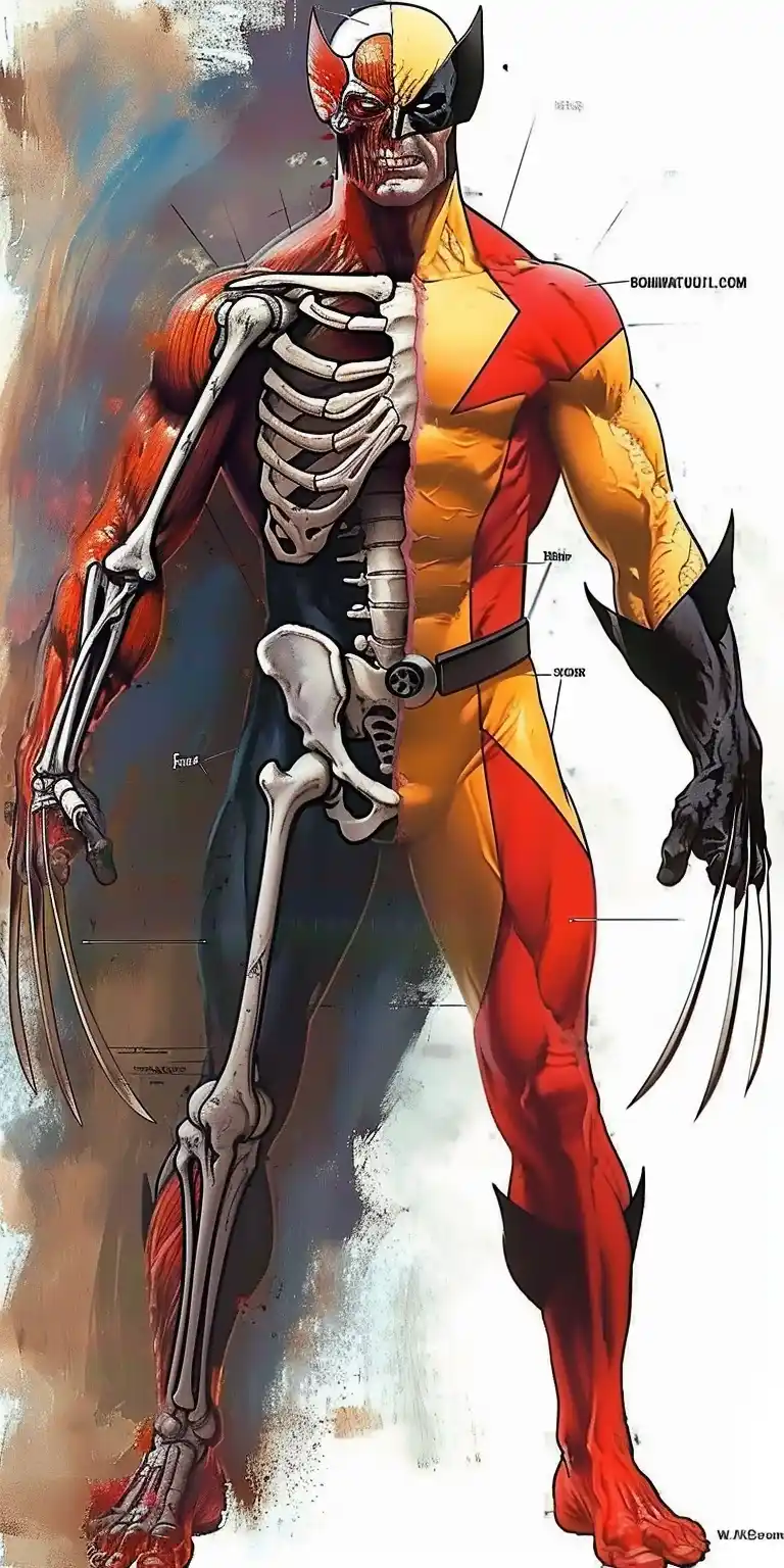 X-Ray Wolverine Dynamic Comic Midjourney提示词