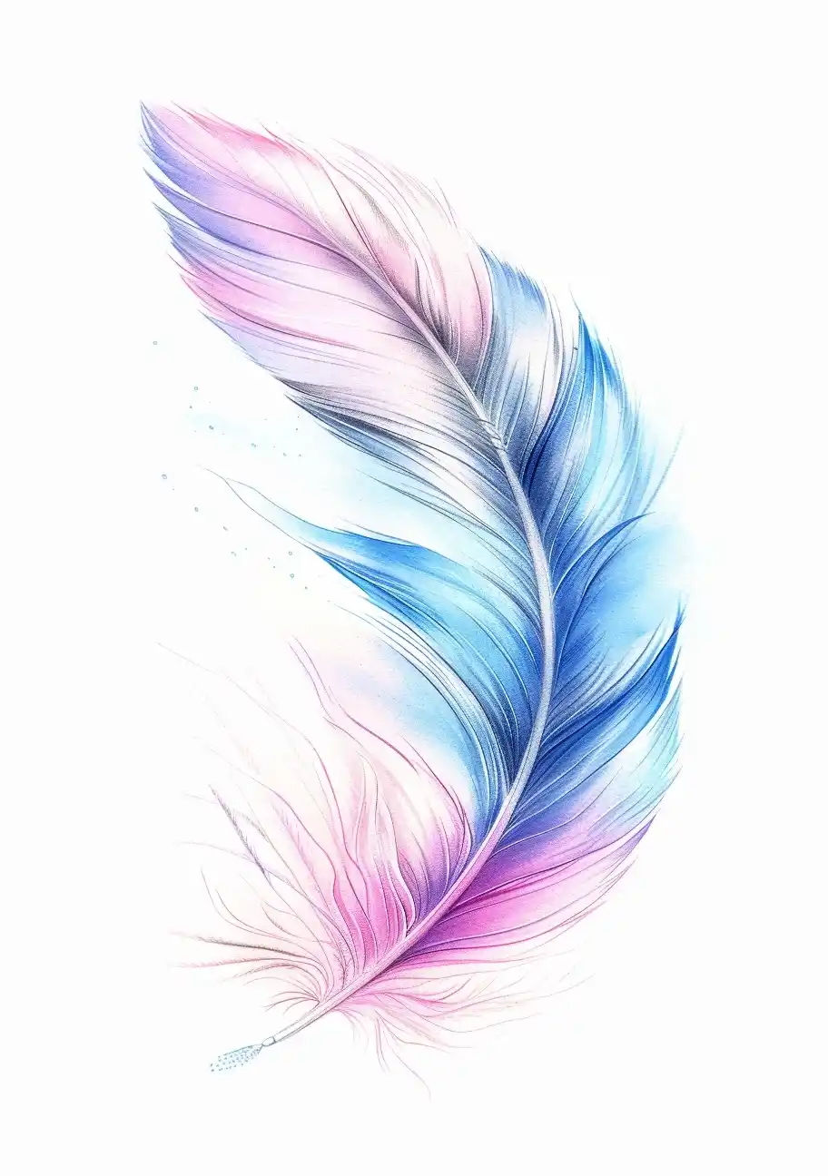Pastel Feather Tattoo Design Midjourney提示词