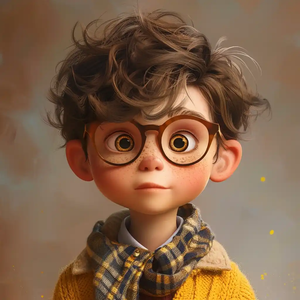 Pixar-Style Schoolboy Portrait Midjourney提示词