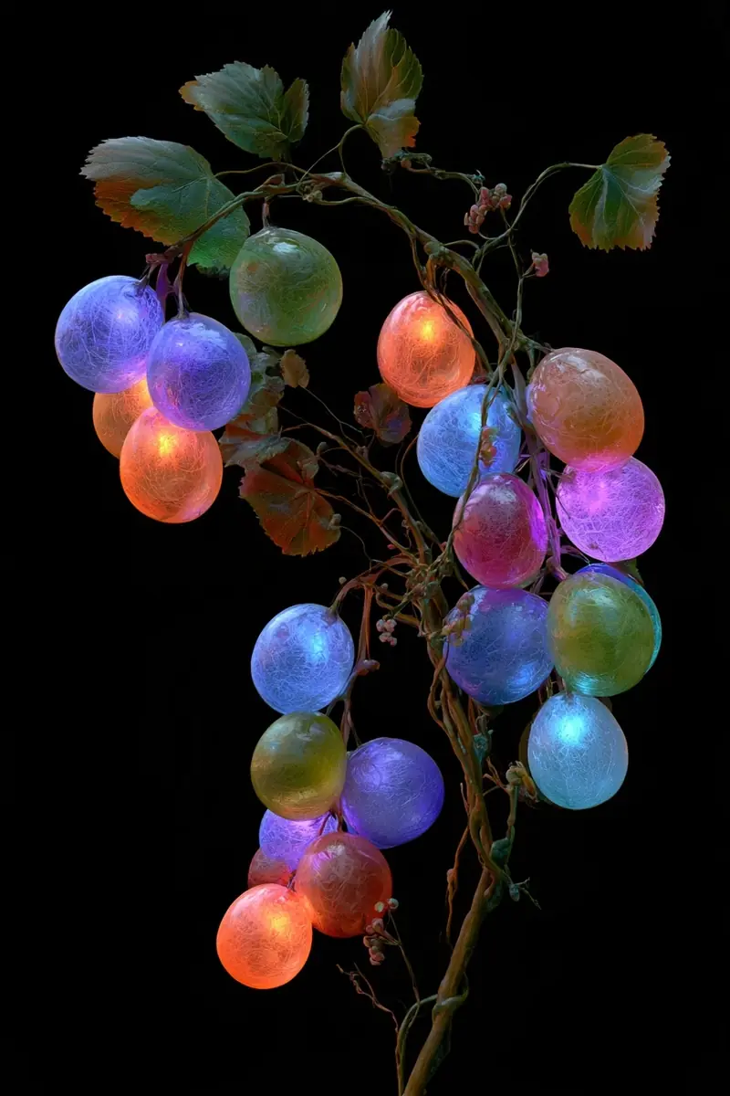 Bioluminescent Alien Fruit Plant Midjourney提示词