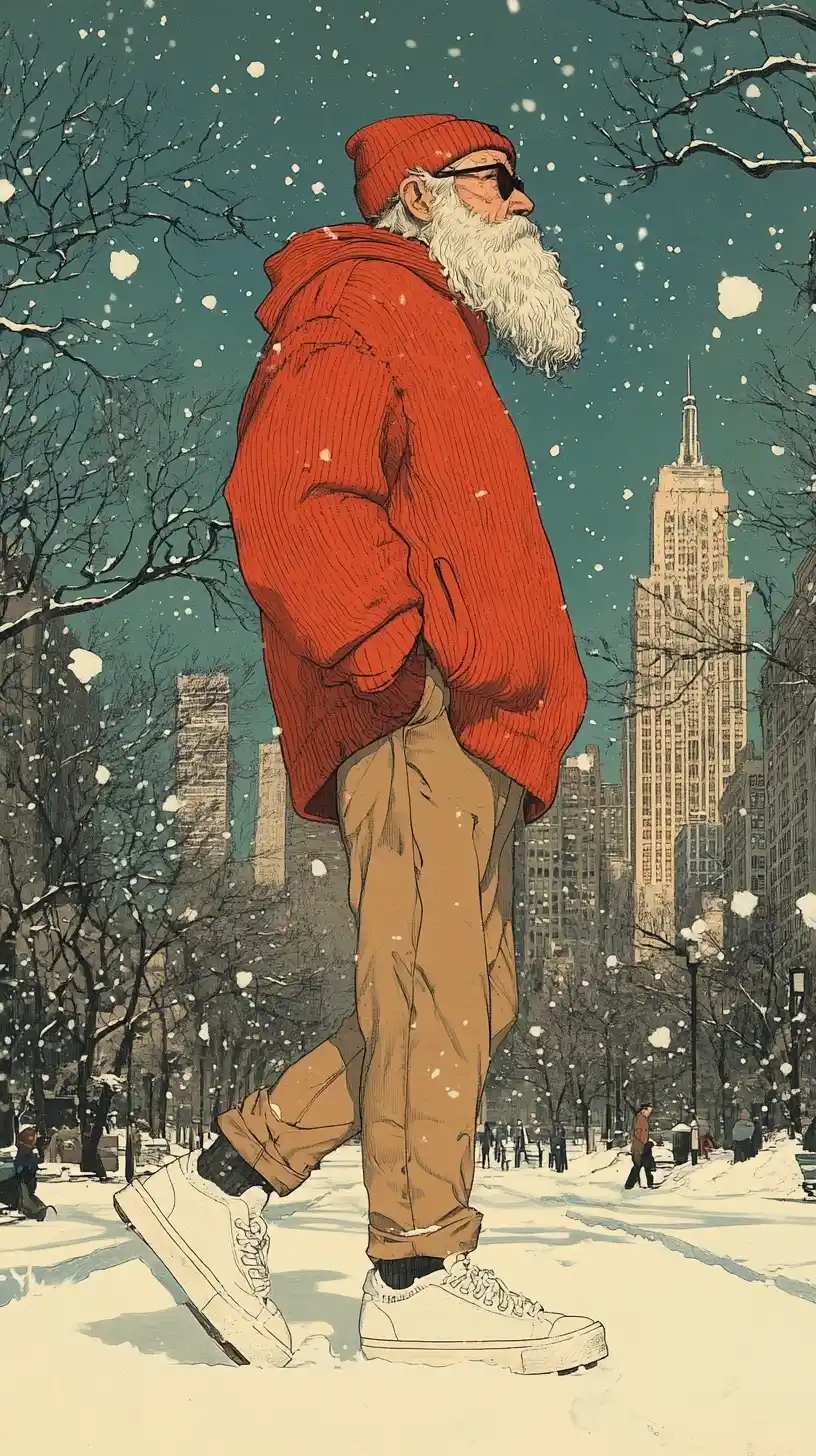 Vintage Comic Man in Park Midjourney提示词