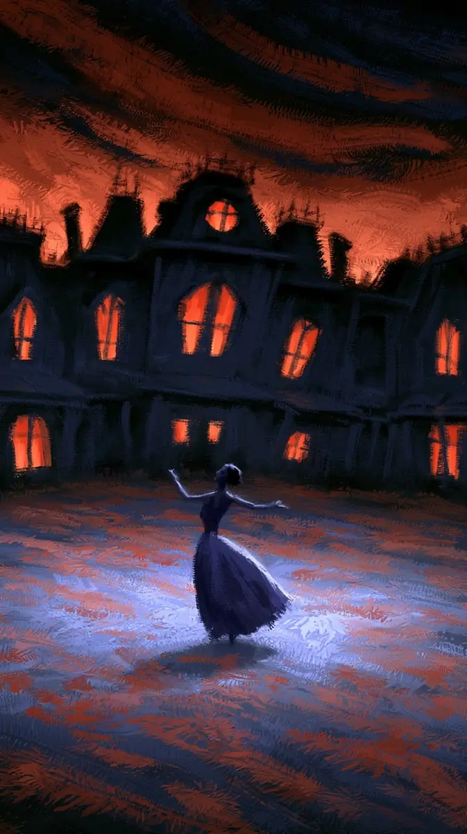 Theatrical Haunted House Waltz Midjourney提示词