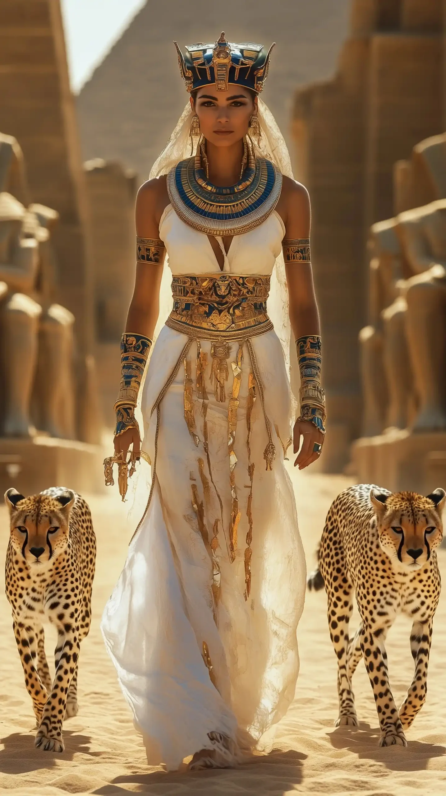 Ancient Queen in Desert Midjourney提示词